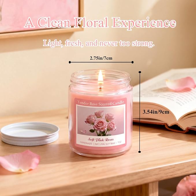 Tender Rose Scented Candles, Natural Soy Candle Valentines Mothers Day Gifts for Mom Wife Her Girlfriend, alternate product
