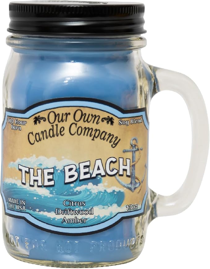 The Beach Scented Mason Jar Candle, 100 Hour Burn Time, 13 Ounces, product image