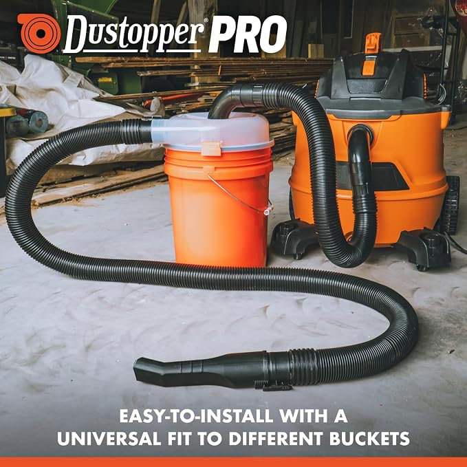 The PRO, Low-Profile Dust Separator for Shop Wet/Dry Vacuums. Includes High-Flow 90 Degree Sweep Elbows and Connection Hose.