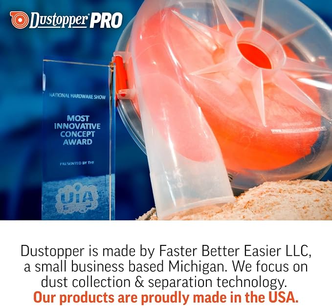 The PRO, Low-Profile Dust Separator for Shop Wet/Dry Vacuums. Includes High-Flow 90 Degree Sweep Elbows and Connection Hose.