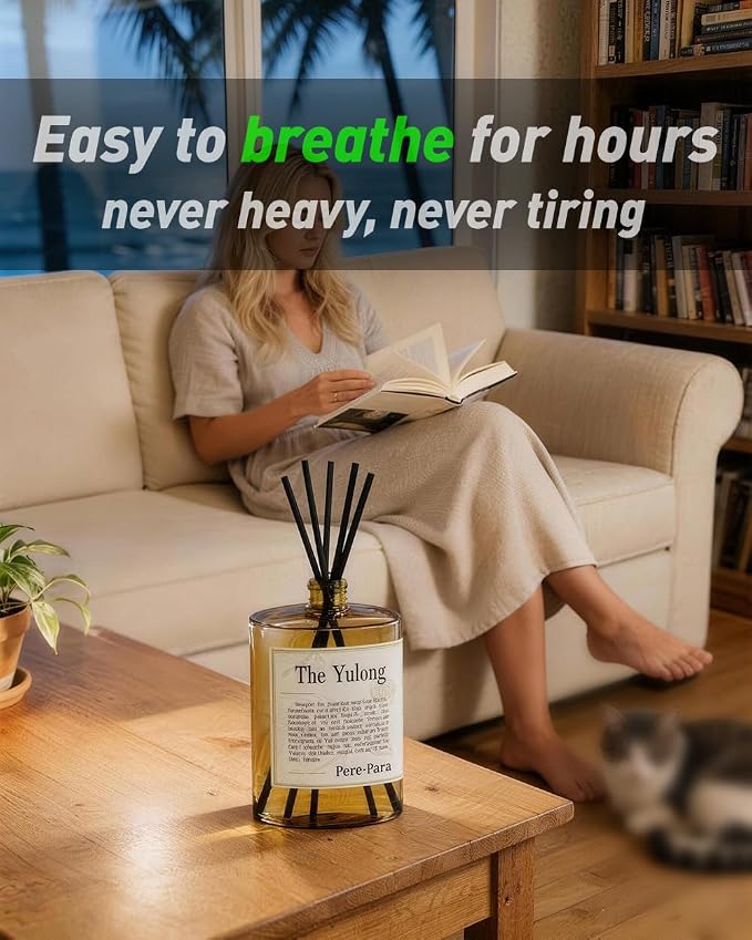 The Yulong Scent Reed Diffuser Refill Set 13.53 fl oz with 6 Sticks, 【Comfortable to Breathe】 Luxury Natural Long Lasting