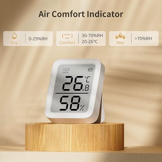 Thermometer Hygrometer, Bluetooth Indoor Humidity Meter and Temperature Sensor with App Control, Large LCD Display