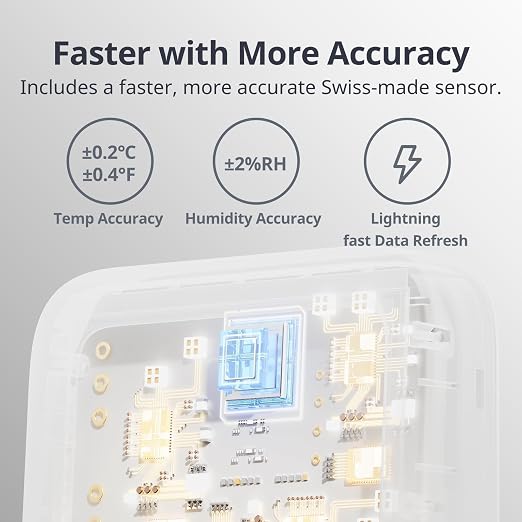 Thermometer Hygrometer, Bluetooth Indoor Humidity Meter and Temperature Sensor with App Control, Large LCD Display