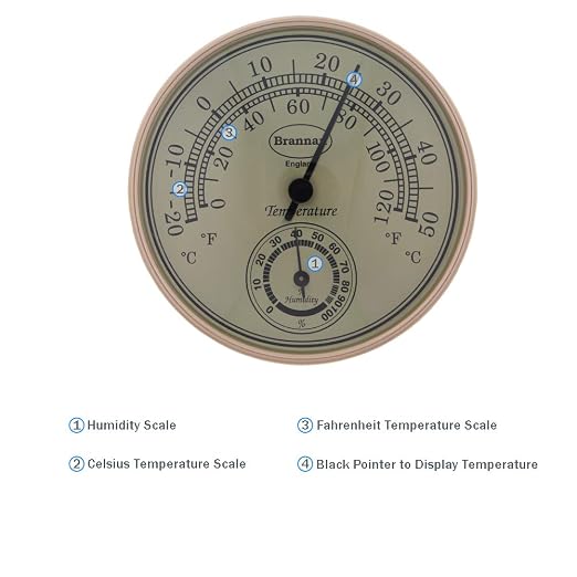 Thermometer Hygrometer with Gold Dial Garden Greenhouse Office Temperature Humidity, alternate product view 2