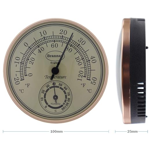 Thermometer Hygrometer with Gold Dial Garden Greenhouse Office Temperature Humidity, alternate product view 3