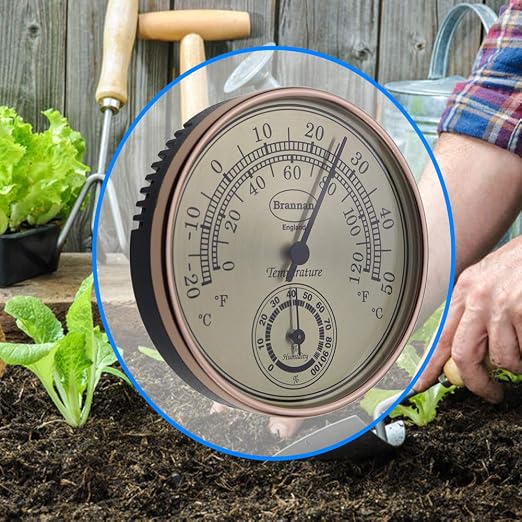 Thermometer Hygrometer with Gold Dial Garden Greenhouse Office Temperature Humidity, alternate product view 4