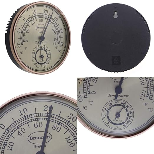 Thermometer Hygrometer with Gold Dial Garden Greenhouse Office Temperature Humidity, alternate product view 6