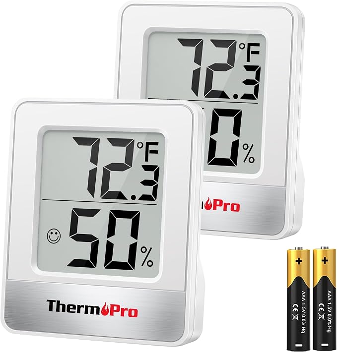 TP49 2 Pieces Digital Hygrometer Indoor Thermometer Humidity Meter Mini Hygrometer Thermometer with Temperature and