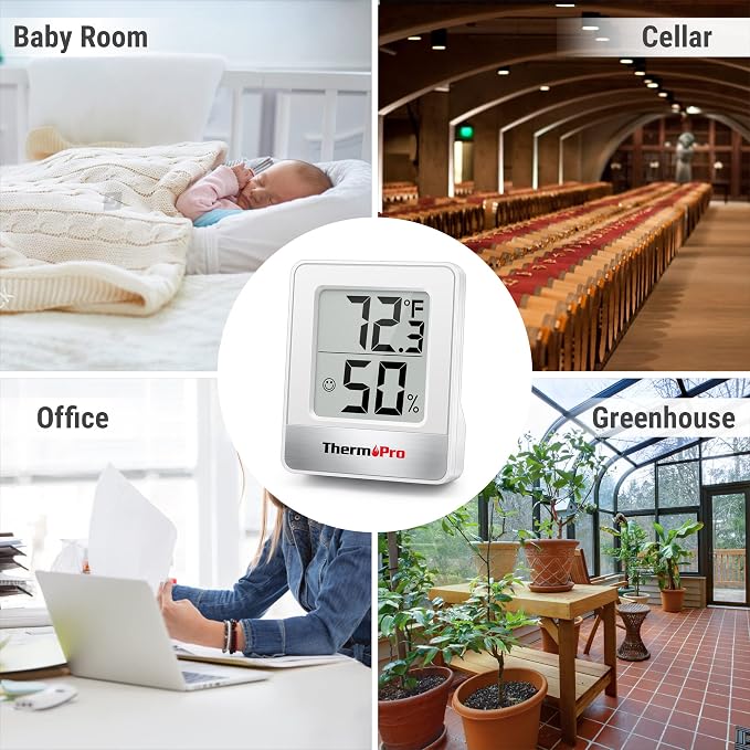 TP49 2 Pieces Digital Hygrometer Indoor Thermometer Humidity Meter Mini Hygrometer Thermometer with Temperature and
