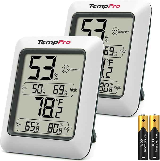 TP50 2 Pieces Digital Hygrometer Indoor Thermometer Room Thermometer and Humidity Gauge with Temperature Humidity