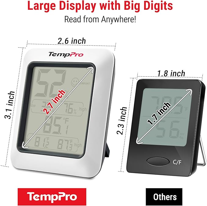 TP50 2 Pieces Digital Hygrometer Indoor Thermometer Room Thermometer and Humidity Gauge with Temperature Humidity