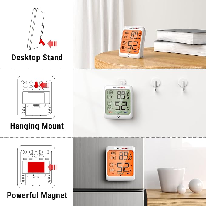 TP53 2 Pack Digital Hygrometer Indoor Thermometer for Home, Temperature Humidity Sensor with Comfort Indicator &