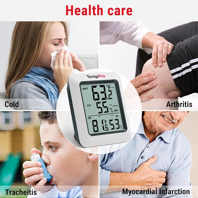 TP60 Digital Hygrometer Outdoor Thermometer Wireless Temperature and Humidity Gauge Monitor Room Thermometer with