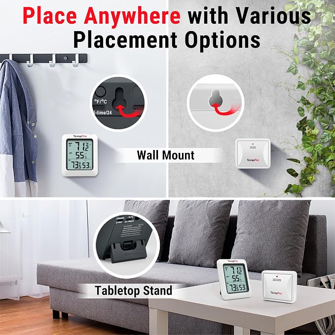 TP60 Digital Hygrometer Outdoor Thermometer Wireless Temperature and Humidity Gauge Monitor Room Thermometer with