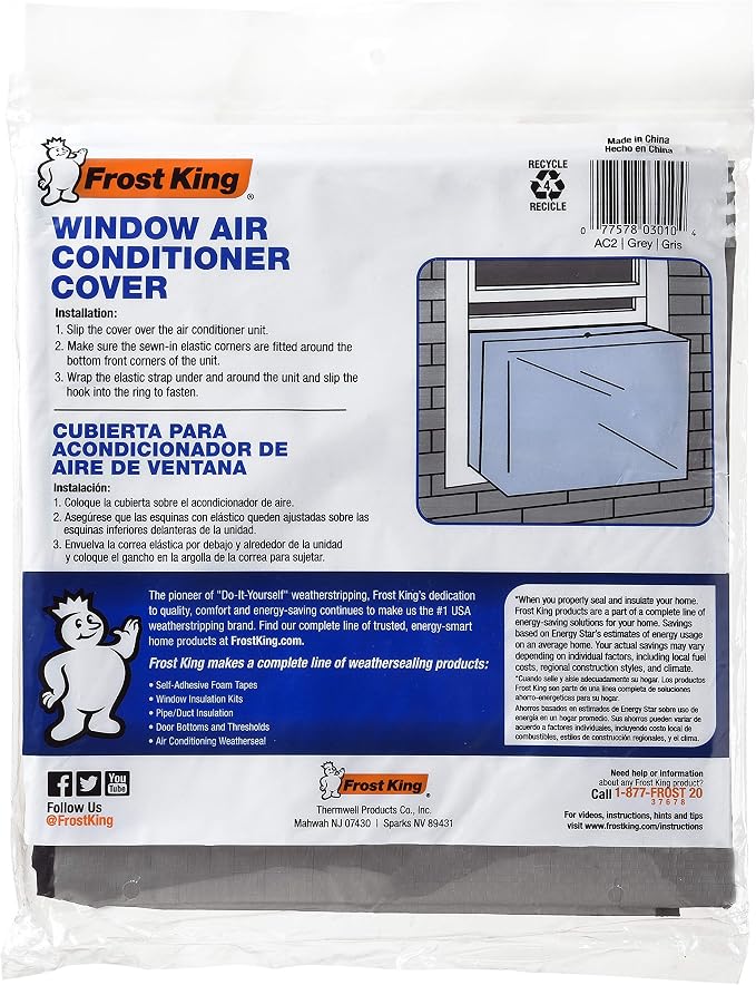 AC2H Air Conditioner Cover, 18 by 27 by 16-Inch, Silver, alternate product view 5