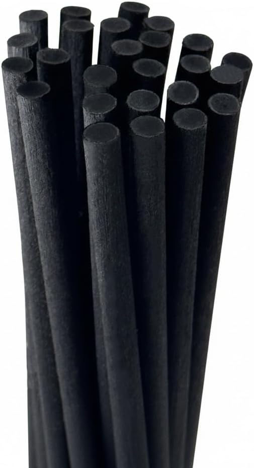 Thick Black Fiber Diffuser Reeds, 6mm Thick, 10 Inch, 25pcs, Black Diffuser Sticks for Fragrance Oils, Essential Oils (Black