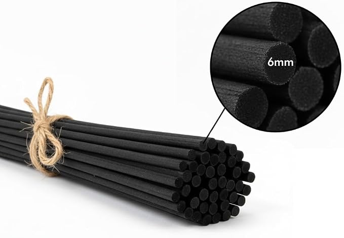 Thick Black Fiber Diffuser Reeds, 6mm Thick, 10 Inch, 25pcs, Black Diffuser Sticks for Fragrance Oils, Essential Oils (Black