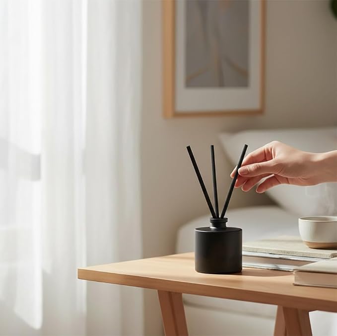 Thick Black Fiber Diffuser Reeds, 6mm Thick, 10 Inch, 25pcs, Black Diffuser Sticks for Fragrance Oils, Essential Oils (Black