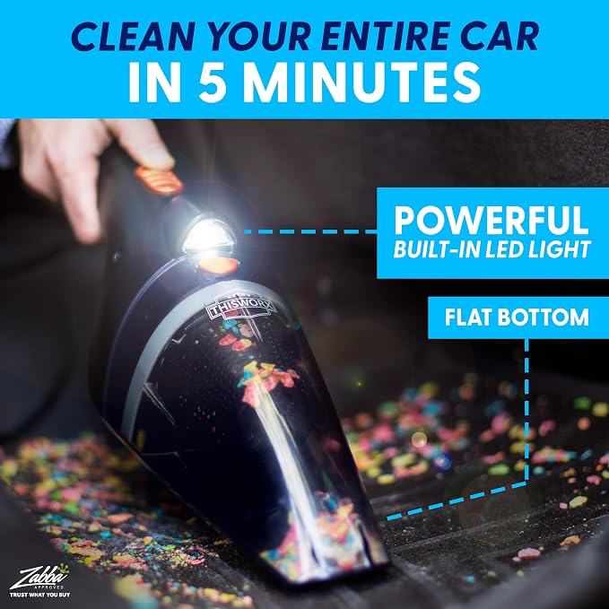 Car Vacuum Cleaner 2.0, Portable Handheld Mini Vacuums Cleaner W/ 16ft Cord, LED Light, Bag, & Attachments- Small