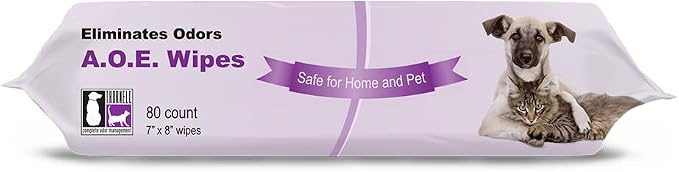 Animal Odor Eliminator Cat and Dog Wipes (80 Wipes) - All Purpose Deodorizing Pet Wipes - Pet Odor Eliminator for