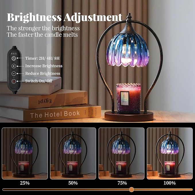 Timer Candle Warmer Lamp: Dimmable Candle Warmer Wax Melts Warmers for Jar Candles with 2 Bulbs, Birthday Gifts for Men