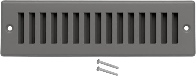 Toe Kick Vent Cover 2" x 10" Duct Opening, Grey Cabinet Toe Kick Register Grille, Steel Air Vent Grate for