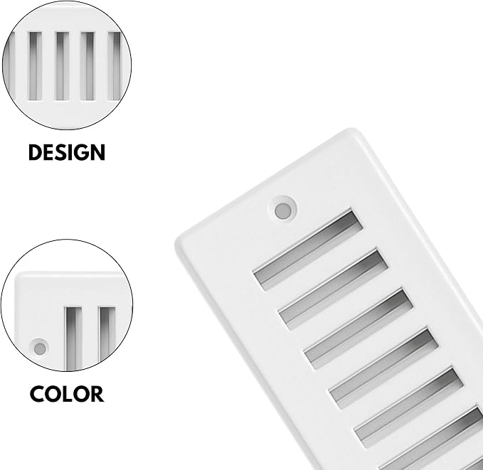 Toe Kick Vent Cover 2" x 10" Duct Opening, White Cabinet Toe Kick Register Grille, Steel Air Vent Grate for, alternate view 2