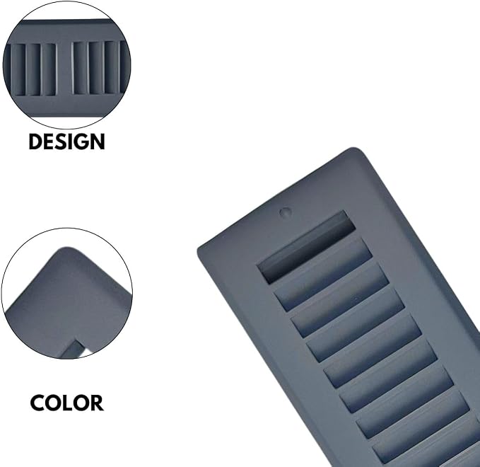 Toe Kick Vent Cover 4" x 10" Duct Opening, Grey Cabinet Toe Kick Register Grille, Steel Air Vent Grate for, alternate view 4