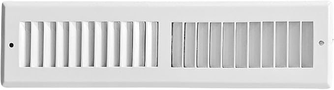 Toe Kick Vent Cover 4" x 12" Duct Opening, White Cabinet Toe Kick Register Grille, Steel Air Vent Grate for