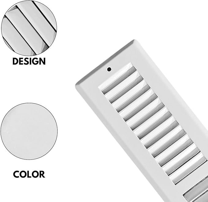 Toe Kick Vent Cover 4" x 14" Duct Opening, White Cabinet Toe Kick Register Grille, Steel Air Vent Grate for, alternate view 2