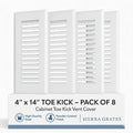 Toe Kick Vent Cover 4" x 14" Duct Opening, White Cabinet Toe Kick Register Grille, Steel Air Vent Grate for
