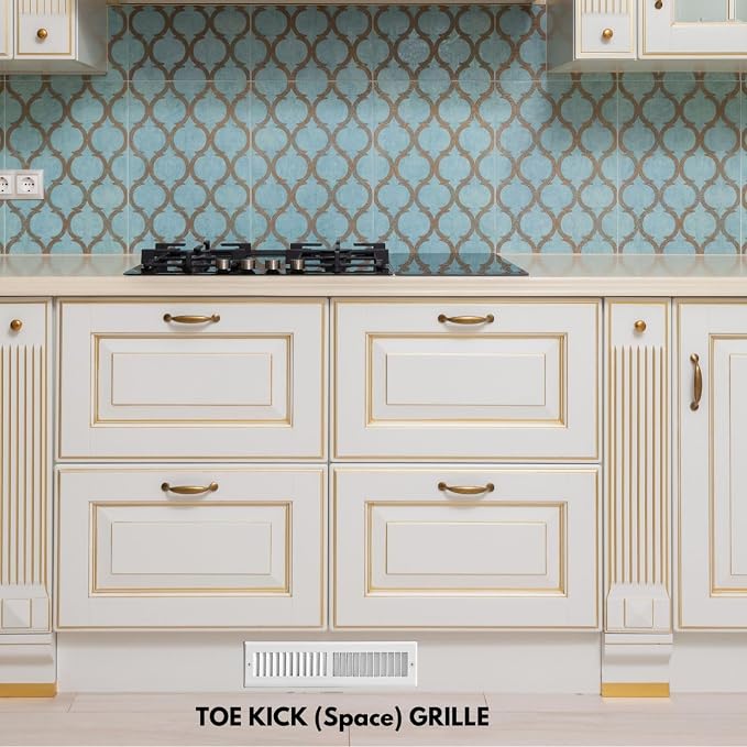 Toe Kick Vent Cover 4" x 14" Duct Opening, White Cabinet Toe Kick Register Grille, Steel Air Vent Grate for, alternate view 3
