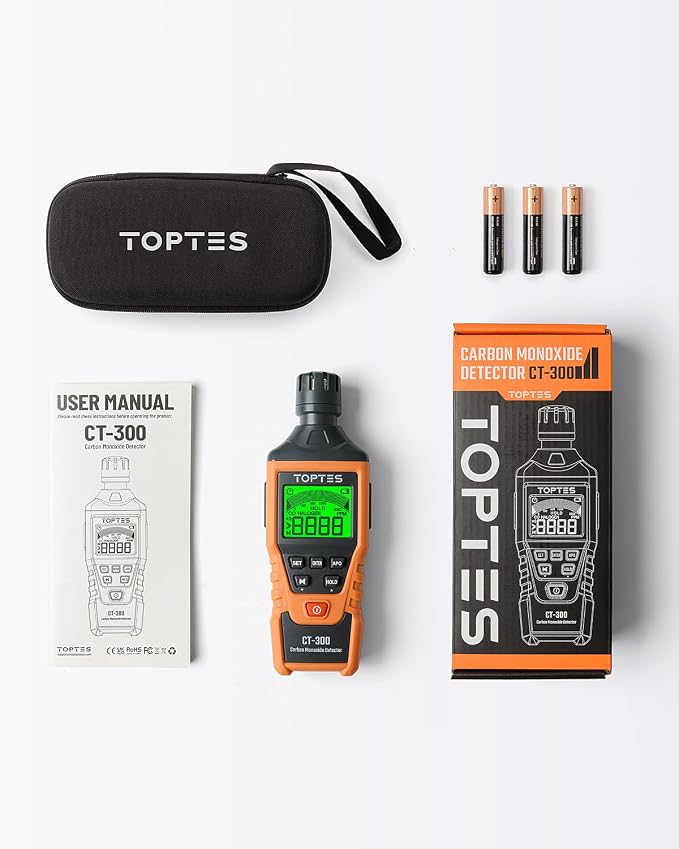 ToolsforHomeSafety CT-300 Portable Carbon Monoxide Detector, CO Detector with Audible & Visual Alarm, 0-5000PPM, CO Alarm