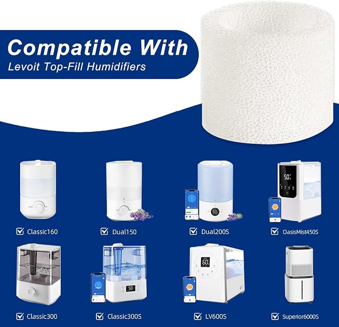 Top-Fill Humidifier Replacement Filter Compatible with Dual150 Dual200S Classic160 Classic300(S) LV600S LV600HH