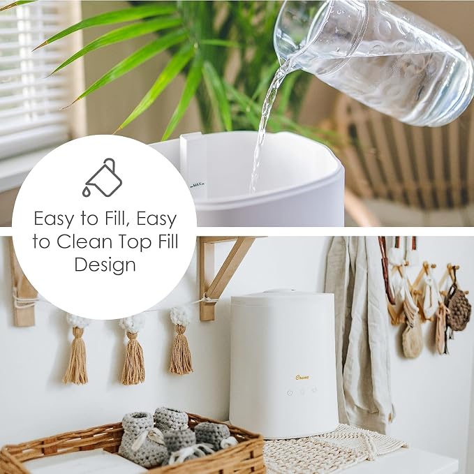 Top Fill Ultrasonic Cool Mist Humidifier for Bedroom and Large Rooms, 1.2 Gallon Essential Oil Diffuser with Nightlight and