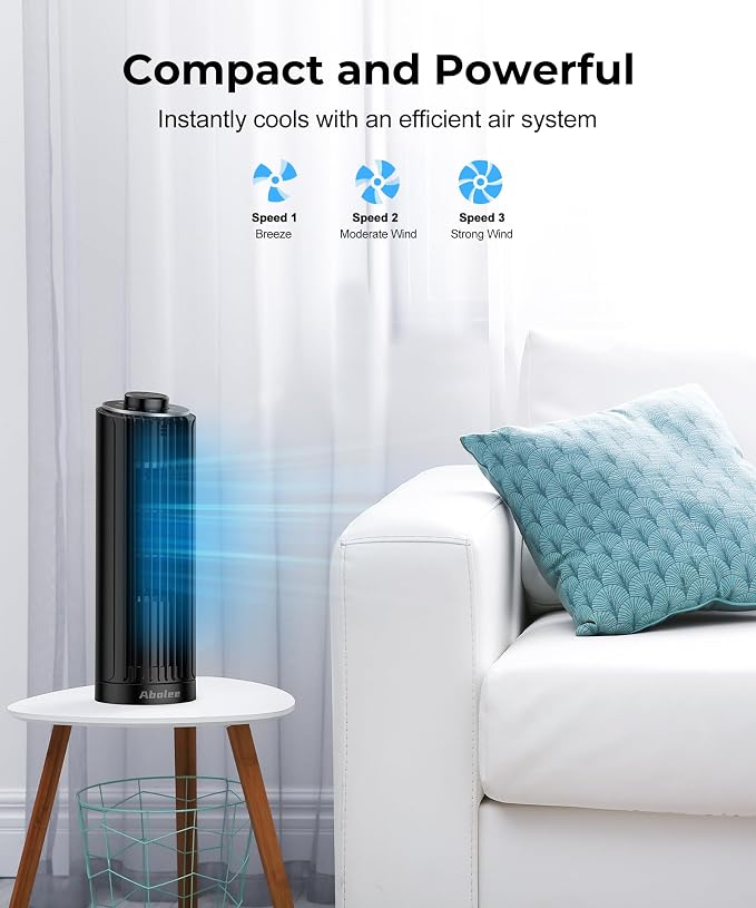 Tower Fan, 23ft/s Desk Fan, 70° Oscillating Desk Fan, Standing Table Fan with 3 Modes, 2026 New 13" Bladeless fan for