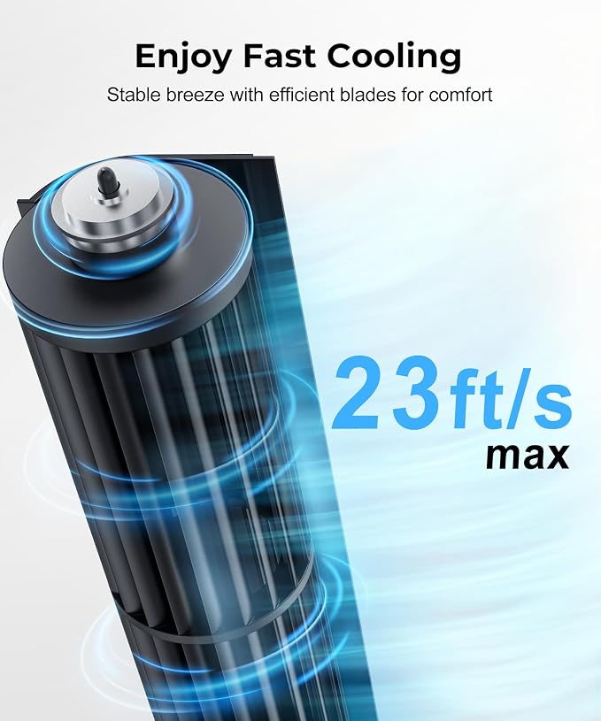 Tower Fan, 23ft/s Desk Fan, 70° Oscillating Desk Fan, Standing Table Fan with 3 Modes, 2026 New 13" Bladeless fan for