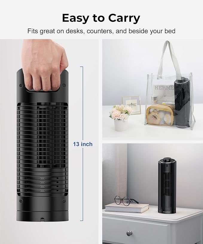 Tower Fan, 23ft/s Desk Fan, 70° Oscillating Desk Fan, Standing Table Fan with 3 Modes, 2026 New 13" Bladeless fan for