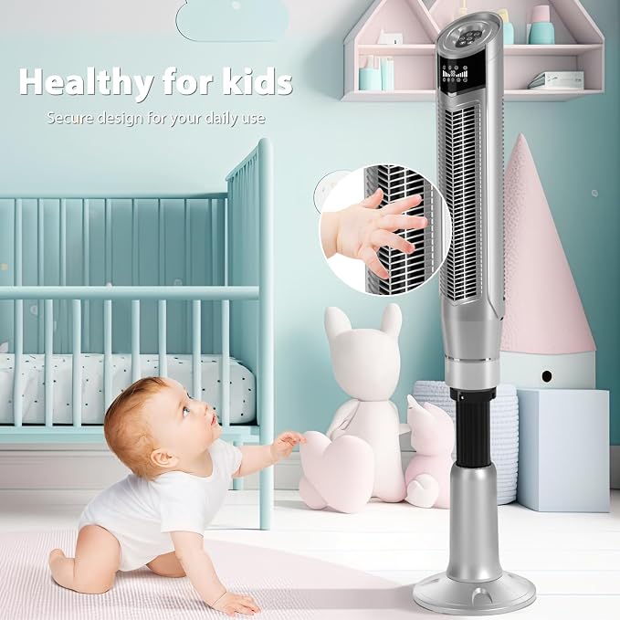 Tower Fan 360°Oscillating Fan Quiet Cooling 24H Timer Remote Control Powerful Standing 8 Wind Speed 3 Wind, alternate product