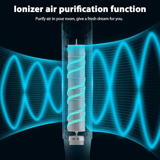 Tower Fan 360°Oscillating Fan Quiet Cooling 24H Timer Remote Control Powerful Standing 8 Wind Speed 3 Wind, alternate product