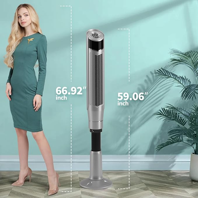Tower Fan 360°Oscillating Fan Quiet Cooling 24H Timer Remote Control Powerful Standing 8 Wind Speed 3 Wind, alternate product