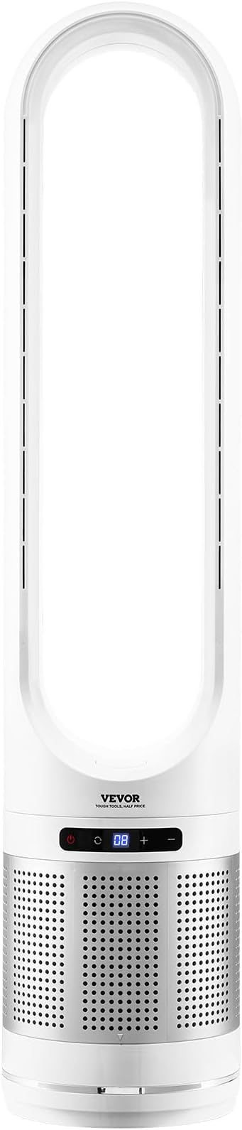 Tower Fan Bladeless, 15.4ft/s Velocity Floor Fan that Blows Cold Air, 80° Oscillating 8-Speed Fans, 8H Timer, Standing Fans