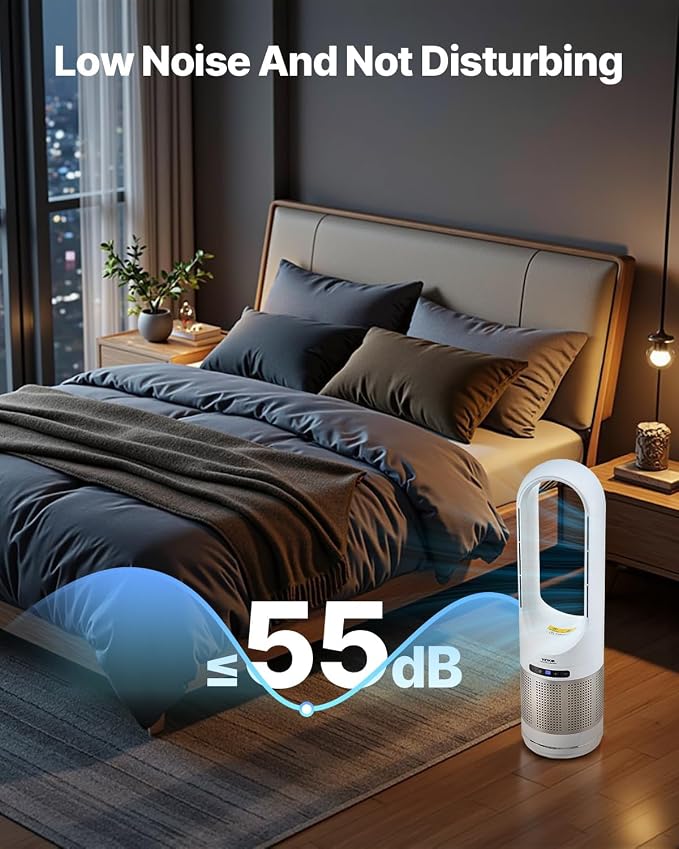 Tower Fan Bladeless, 16.4ft/s Velocity Floor Fan that Blows Cold Air, 80° Oscillating 8-Speed Fans, 8H Timer, Standing Fans