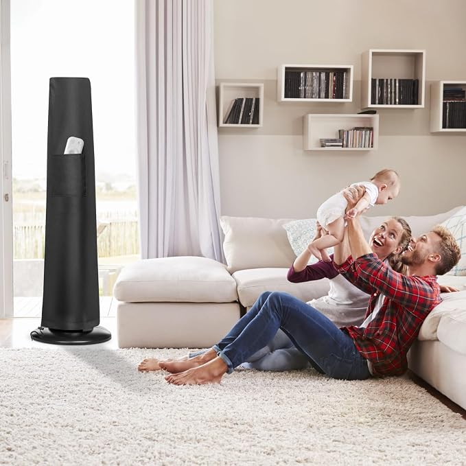 Tower Fan Cover, Waterproof Dustproof Fan Protective Cover with Pocket, Oscillating Tower Fan Covers with Remote Outdoor or