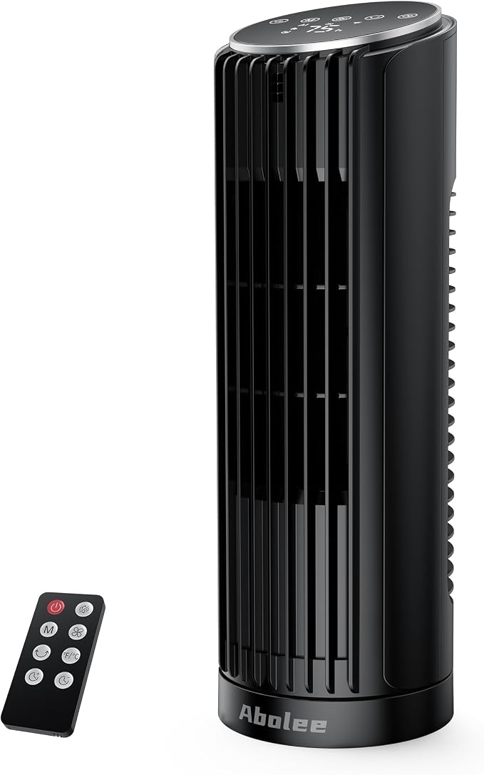 Tower Fan for Bedroom, 23ft/s Desk Fan with Remote, 70° Oscillating Desk Fan, 4 Speeds, 4 Modes,12Timer, 13'' Bladeless