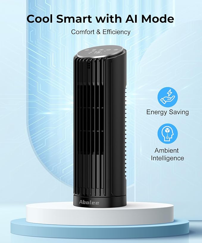 Tower Fan for Bedroom, 23ft/s Desk Fan with Remote, 70° Oscillating Desk Fan, 4 Speeds, 4 Modes,12Timer, 13'' Bladeless