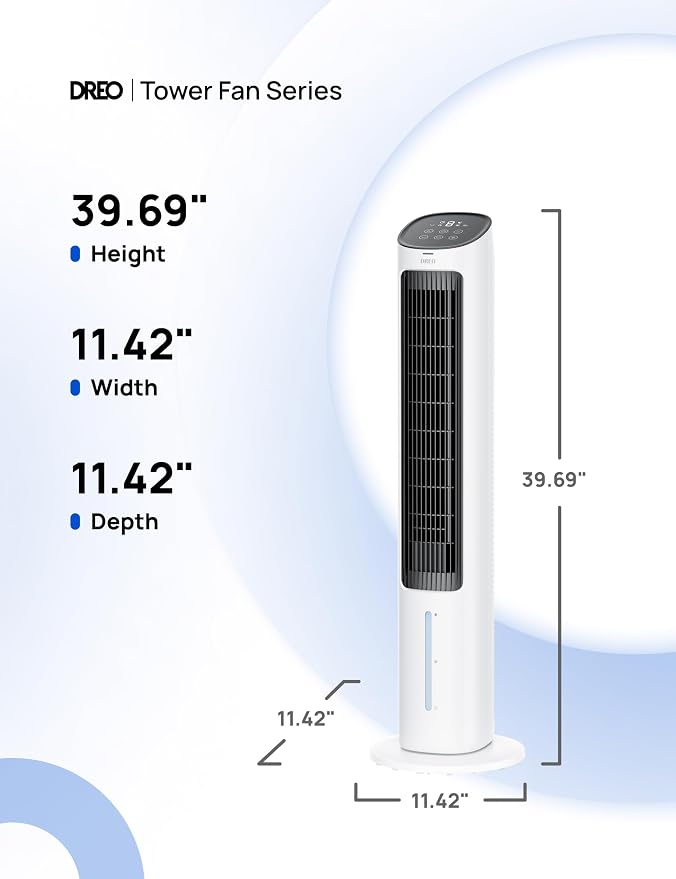 Tower Fan for Bedroom, 40" Evaporative Air Cooler, Cooling Fans That Blow Cold Air with 80° Oscillating, Removable Water