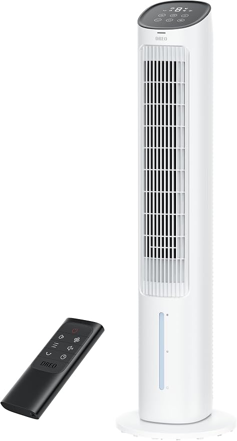 Tower Fan for Bedroom, 40" Evaporative Air Cooler, Cooling Fans That Blow Cold Air with 80° Oscillating, Removable Water