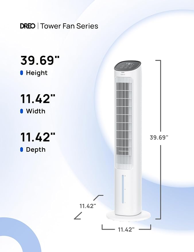 Tower Fan for Bedroom, 40" Evaporative Air Cooler, Cooling Fans That Blow Cold Air with 80° Oscillating, Removable Water