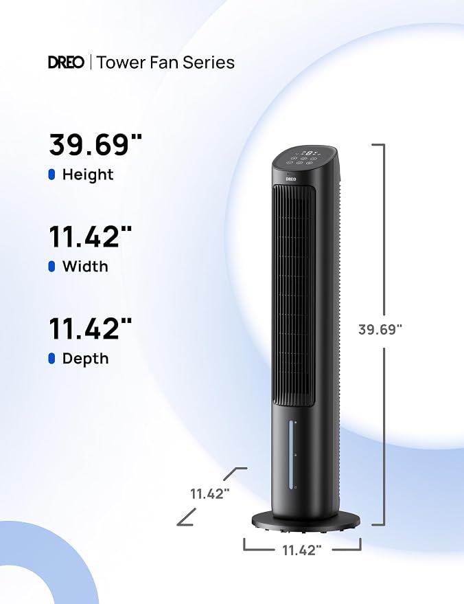 Tower Fan for Bedroom, 40" Evaporative Air Cooler, Cooling Fans That Blow Cold Air with 80° Oscillating, Removable Water